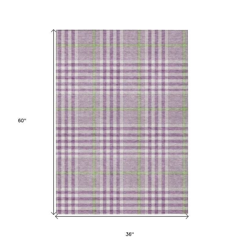 HomeRoots Plaid Transitional Rectangle Outdoor Rug