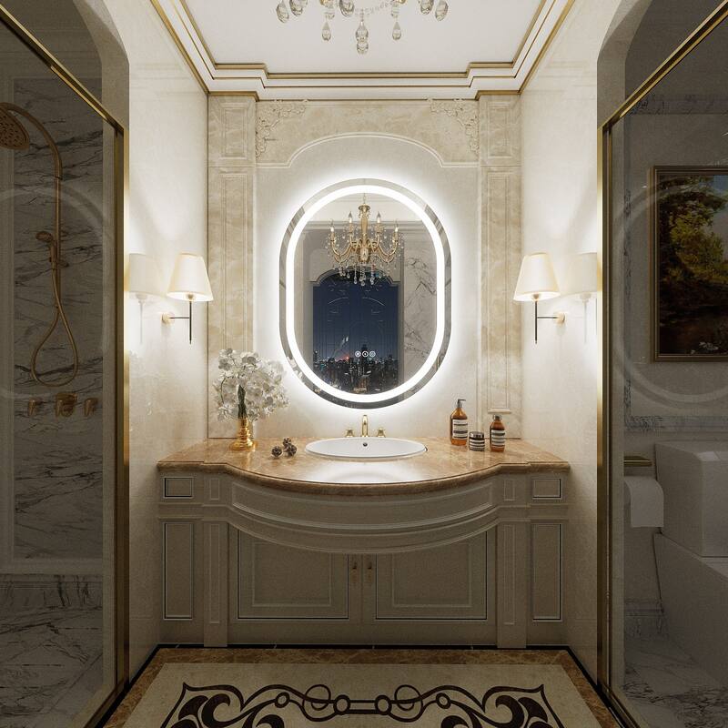 UL Certified Oval LED Lighted Anti-fog Wall Bathroom Vanity Mirror