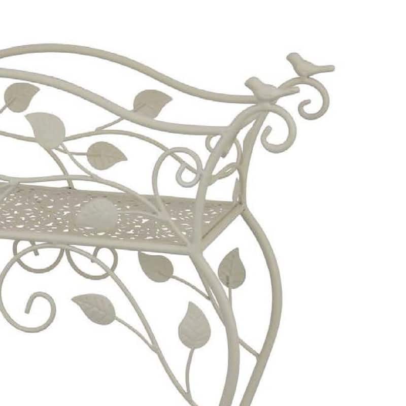 Philip Plant Stand Table, Scrolled Vine Details, Curved White Metal
