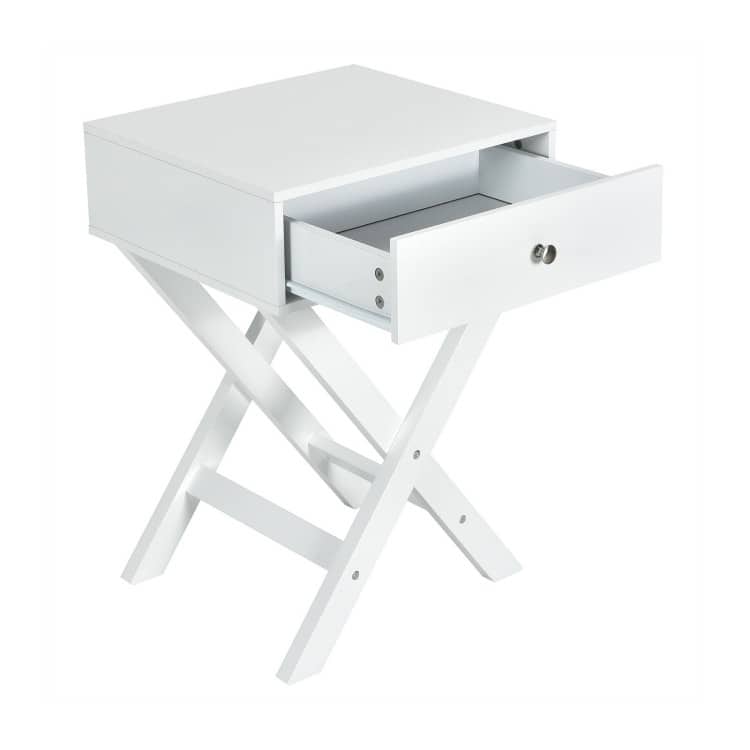 X Shaped Structure Side Nightstand with Drawer