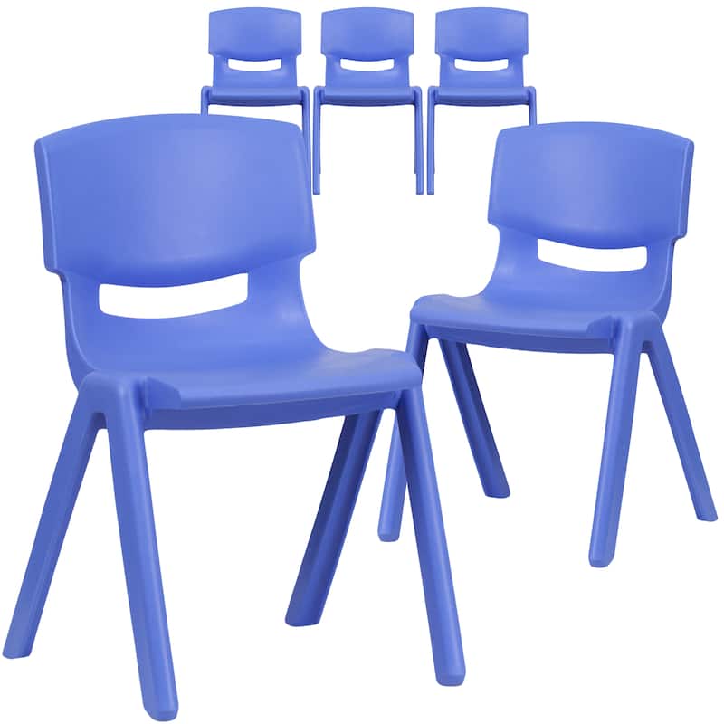 5 Pack Plastic Stackable School Chair with 13.25"H Seat - K-2 School Chair - 15.75"D x 14.5"W x 23.25"H