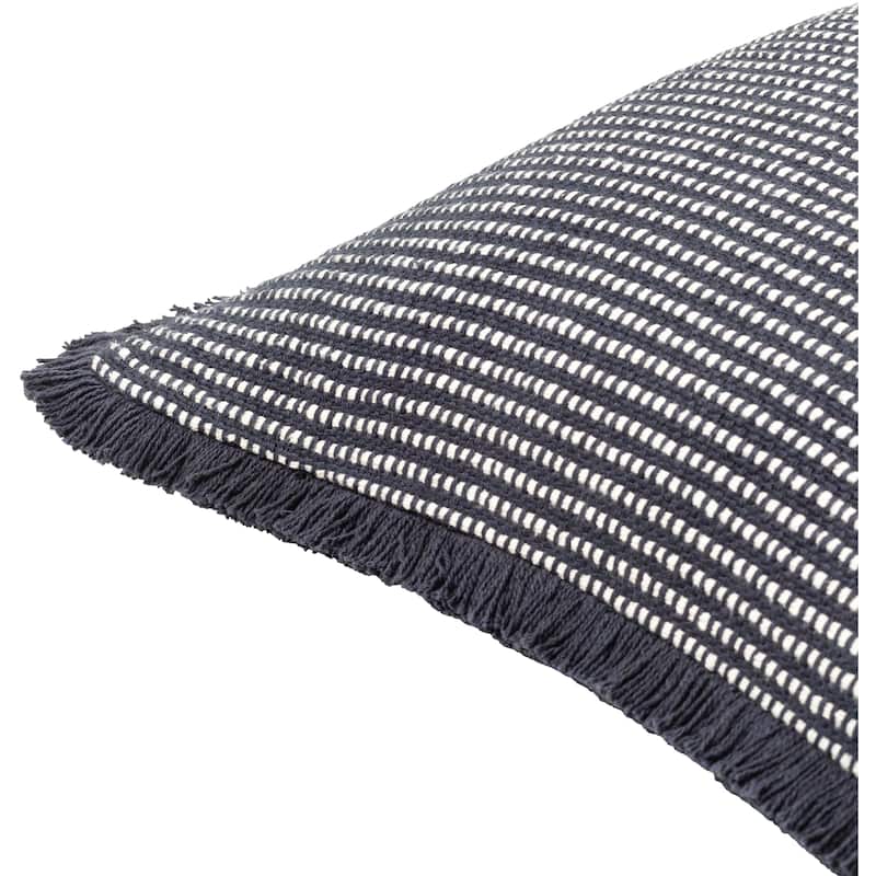 Amayae Subtle Stripe Cotton Pillow With Fringe