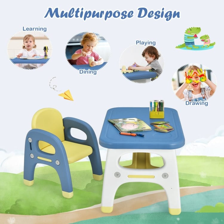 Kids Activity Table and Chair Set with Montessori Toys for Preschool and Kindergarten - 31" x 19.5" x 19.5"