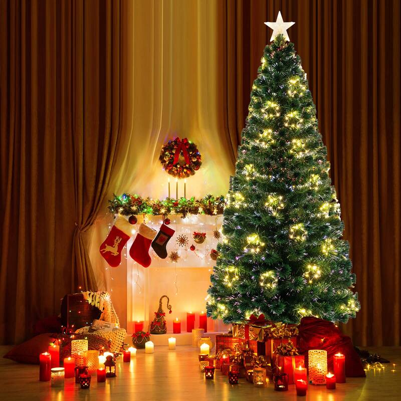 Costway 4/5/6/7 FT Artificial Xmas Tree with 130/170/230/270 Branch