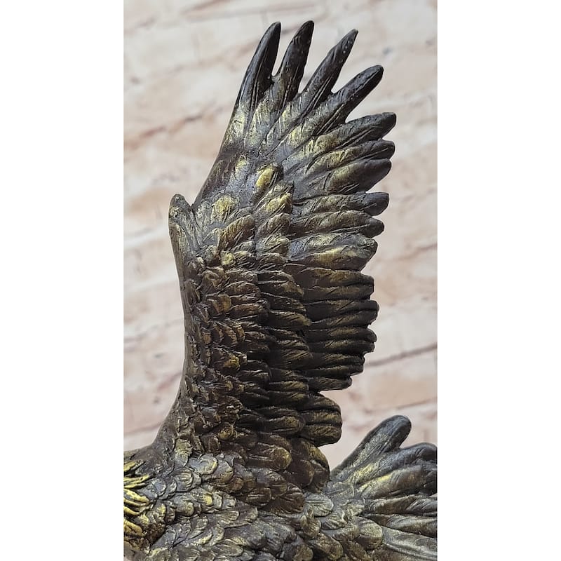 Art Deco Multi Color Patina American Bald Eagle Clic Bronze Statue Artwork