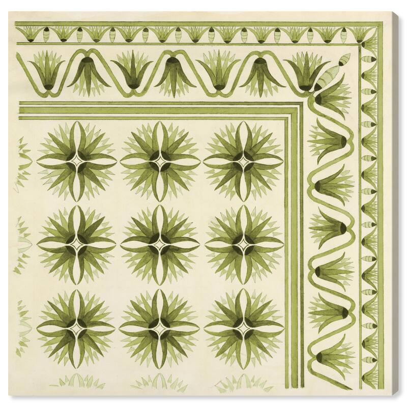 Wynwood Studio Canvas Abstract Floor Covering Olive White and Cream White Traditional Wall Art Canvas Print