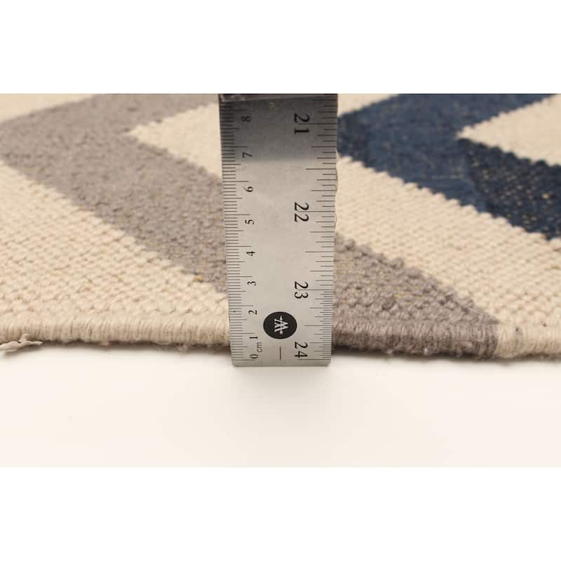 ECARPETGALLERY Flat-Weave Ankara FW Cream Wool Kilim - 5'3 x 7'7