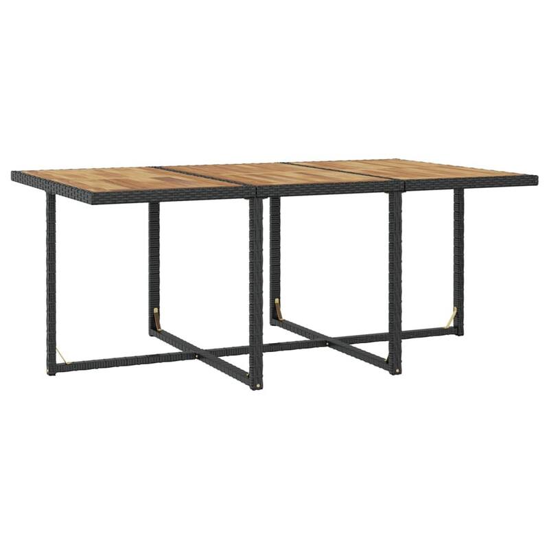 11pc Outdoor Dining Table Set, 10 Seater, Brown Acacia Wood n Rattan