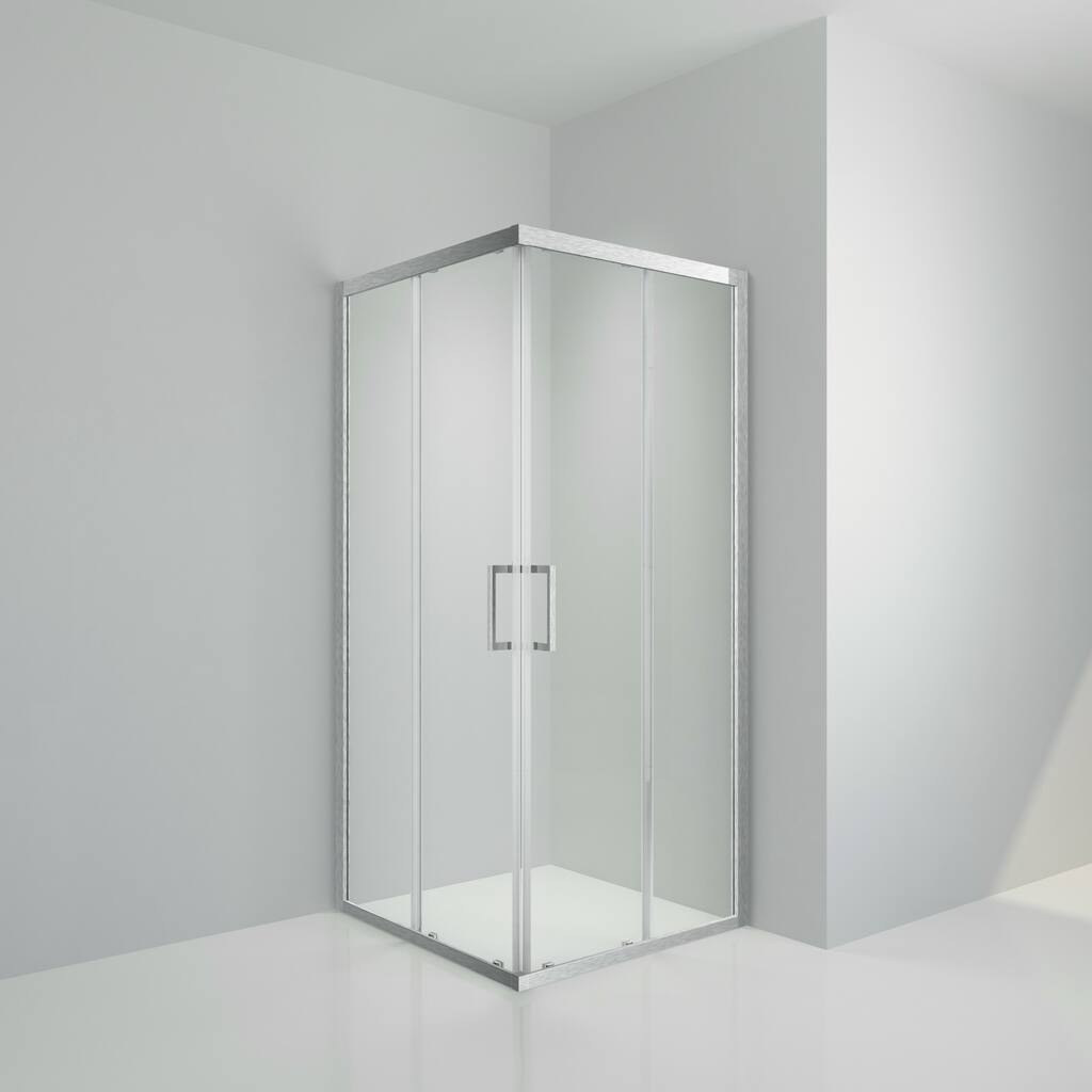 EPOWP Square Shower Enclosure with Twin Sliding Doors Invisible Rollers