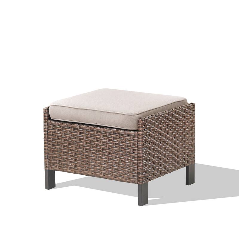 Pocassy Outdoor Wicker Sofa Glider Chair with Ottoman Set