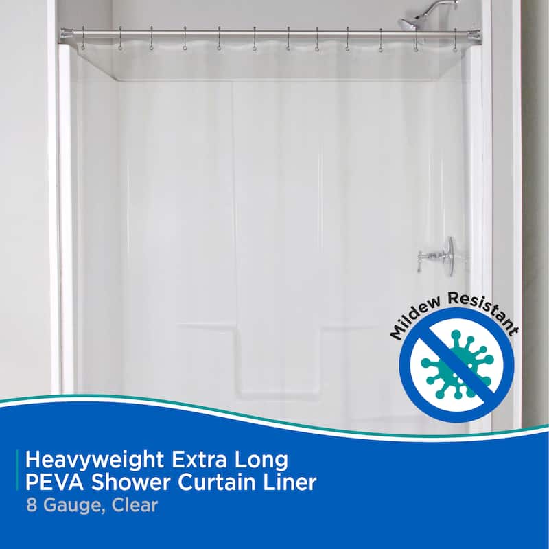 Kenney Heavyweight Extra Long PEVA Shower Curtain Liner, 70" W x 78" H, Clear