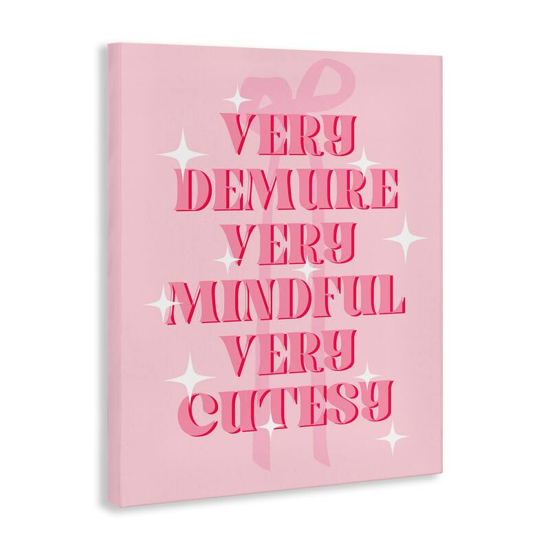Stupell Pink Demure Mindful & Cutesy Canvas Wall Art Design By Lil' Rue