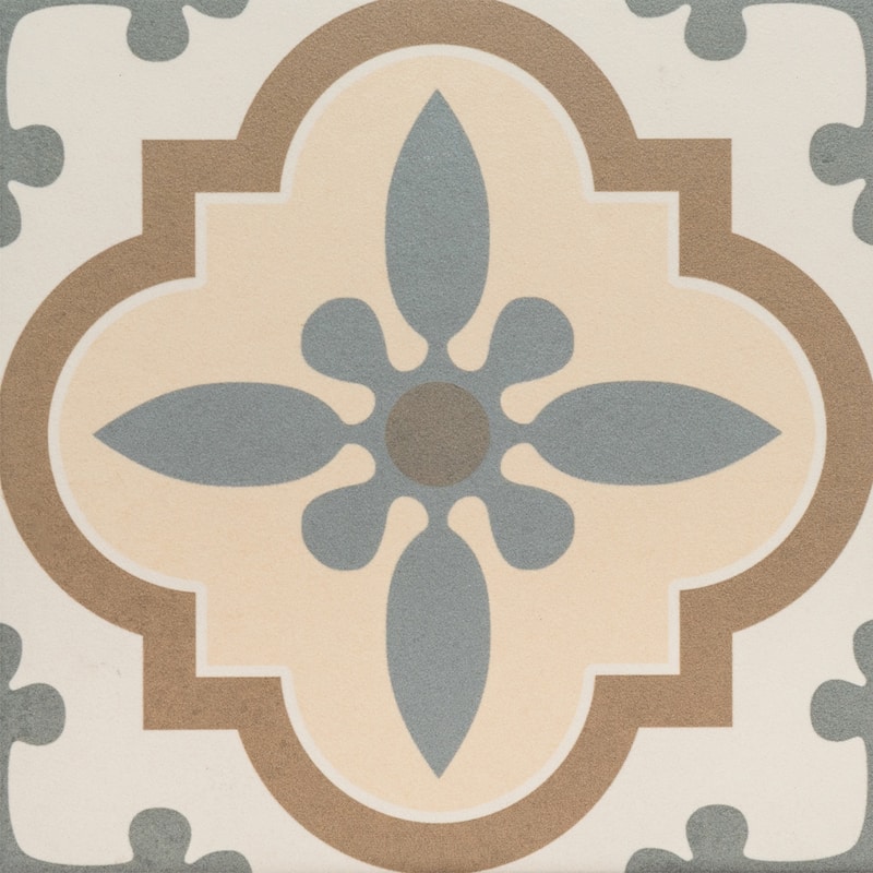 Ellis Taco 6.5x6.5 Matte Porcelain Encaustic Tile - Floor, Wall & Backsplash