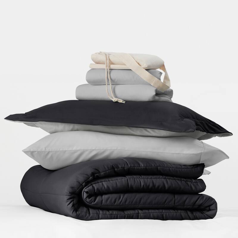 8pc Twin XL Solid Dorm Bedding Bundle