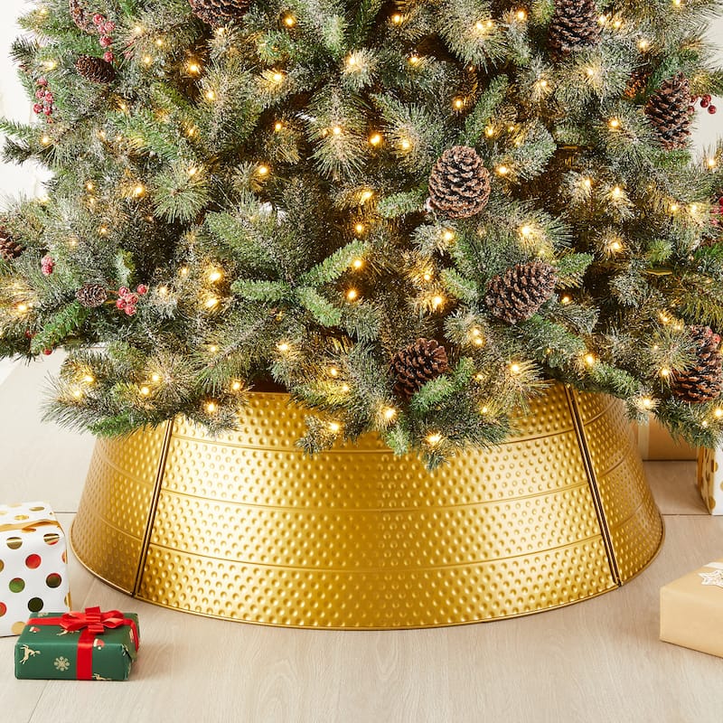 Glitzhome 40.5"D Christmas Hammered Metal Tree Collars