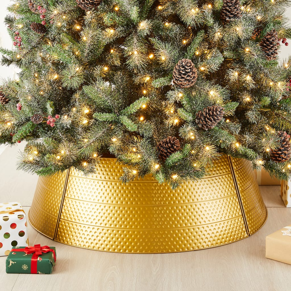 Glitzhome 40.5"D Christmas Hammered Metal Tree Collars