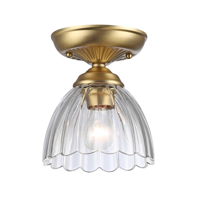 Golden Lighting Audra 1-light 7in Semi-Flush Mount in Brushed Champagne Brass - Brushed Champagne Bronze - 1-Light 7" Semi-flush