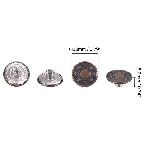 50 Sets Button Pins for Jeans Adjustable 20mm Embossed Pattern Red ...