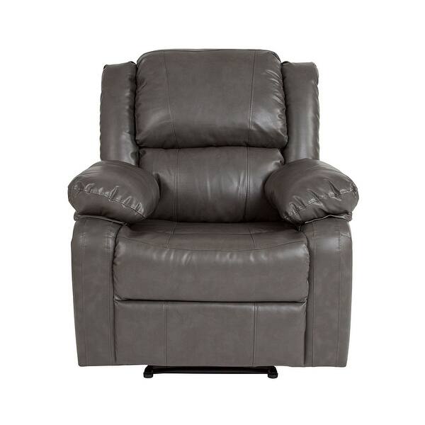 Shop Offex Contemporary Gray Leather Recliner With Padded Arms And