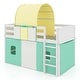 preview thumbnail 1 of 16, Costway Twin Loft Bed with Tower & Tent 3 Storage Pockets Safety Turquoise