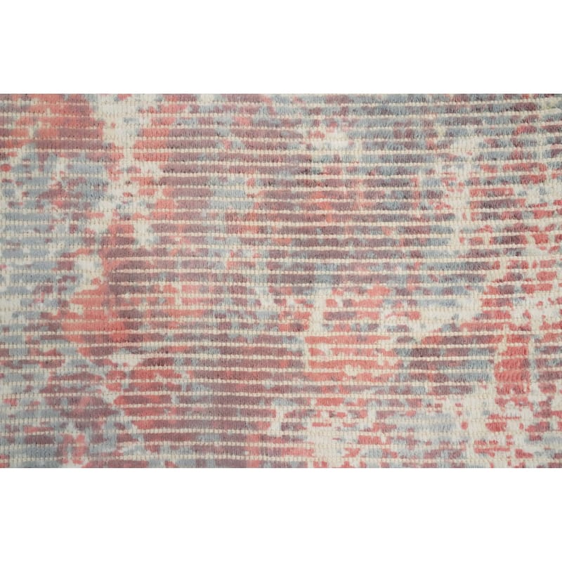 Hand Knotted Oriental Viscose Silk Carpet Modern All-Over Oranges & Rust Abstract Area Rug - 4' 0'' X 2' 0''