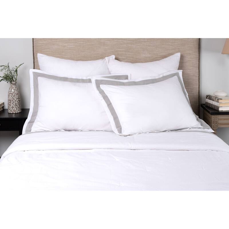 Orfeo Linen Comforter, White/Grey, Set