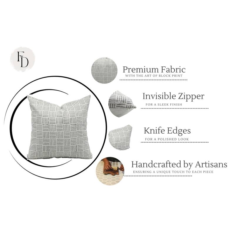 Fabdivine Linen Square Block print pillow Cover