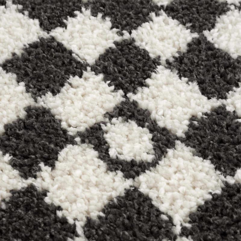 Hauteloom Kieu Hallway, Kitchen Runner Rug - Plush Pile - Driftwood, Black White, Silverton - 2'7" x 7'3"