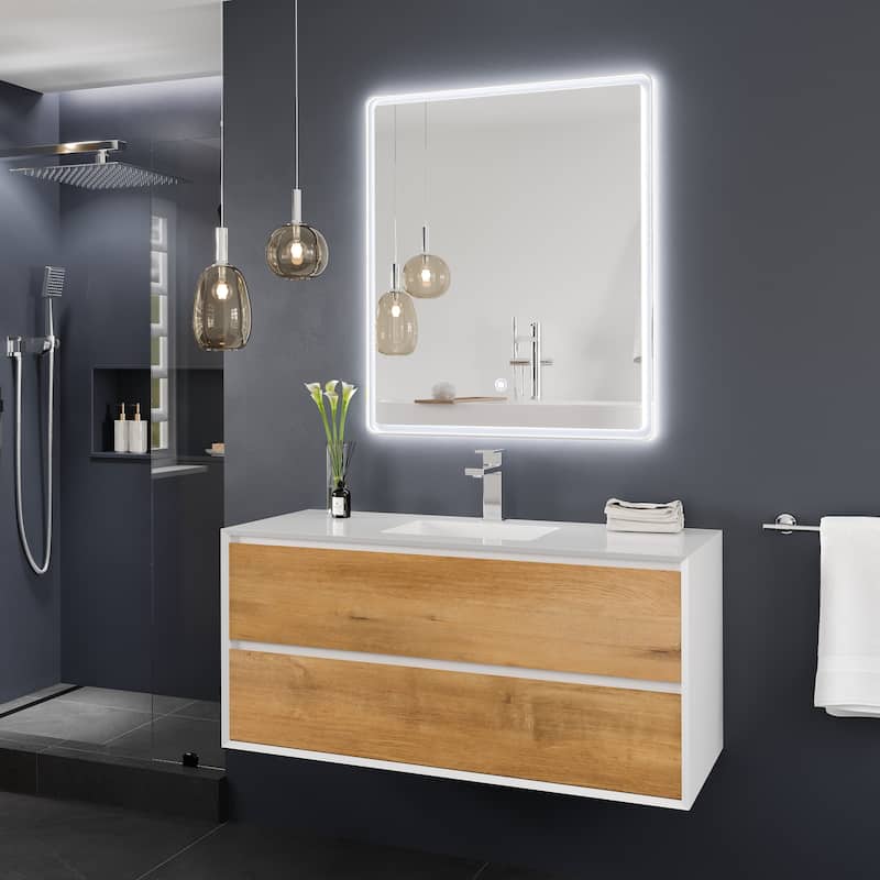 Eviva Velari 36" x 42" Rectangular Frameless Mirror - Clear