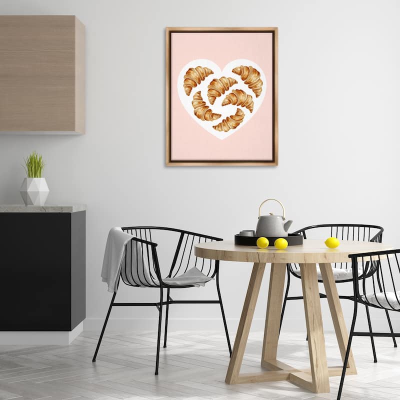 Stupell Morning Croissants in Heart Shape Framed Floater Canvas Wall Art Design By Lil' Rue