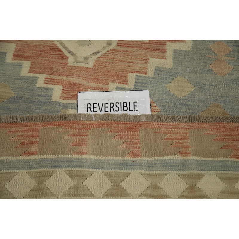 Hand Woven Oriental 100% Wool Carpet Southwestern Tribal Navy Blue & Blues Kilim Area Rug - 9' 11'' X 8' 4''