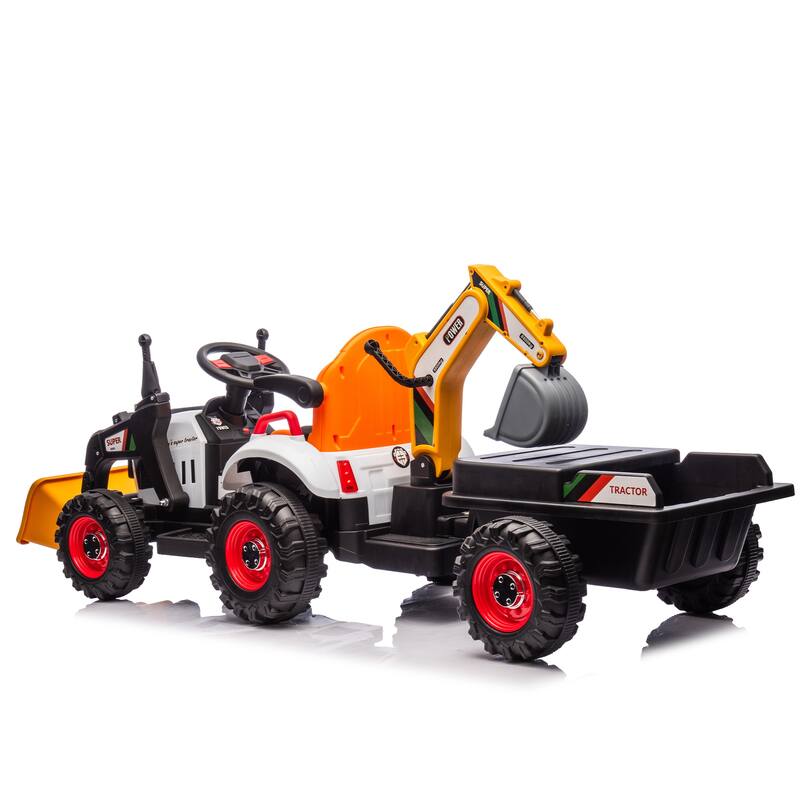 24v Kids Ride-On Electric Tractor Toy W/Parent Remote Control,3-Speed Adjustable,Built-In Music Player,Led Tail-Light