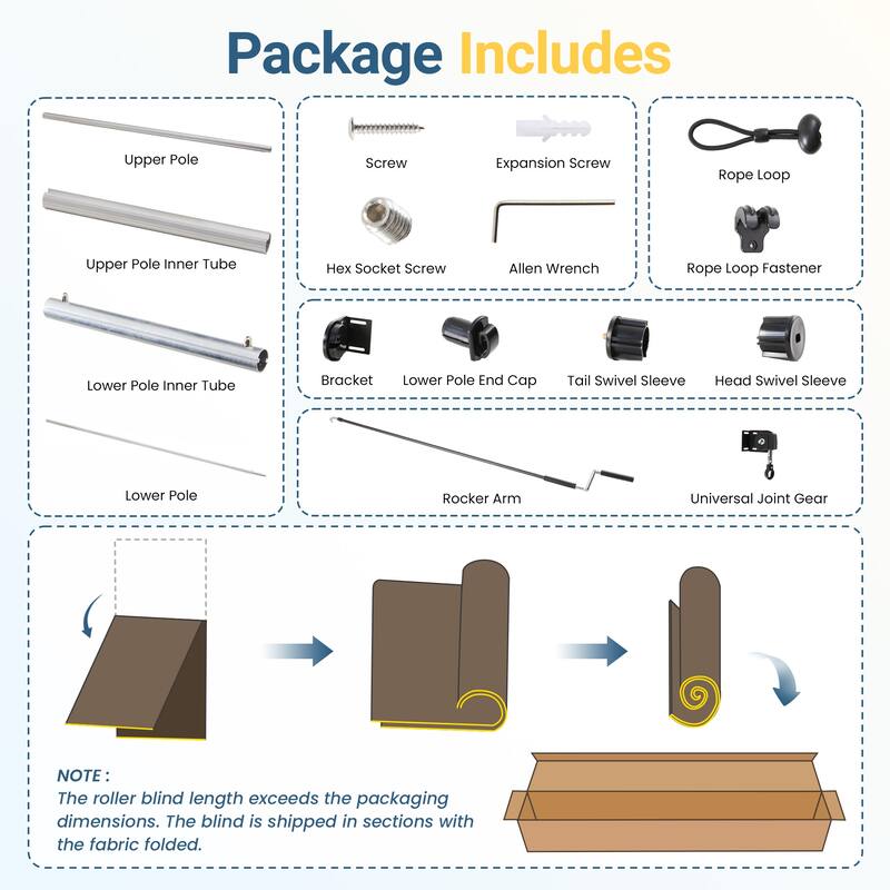 Solar Crank Outdoor Roller Shade with Teslin, No Cassette