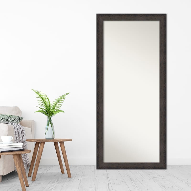 Dappled Non-Beveled Wood Framed Full-Length Floor Leaner Mirror - Glass Size 24x60