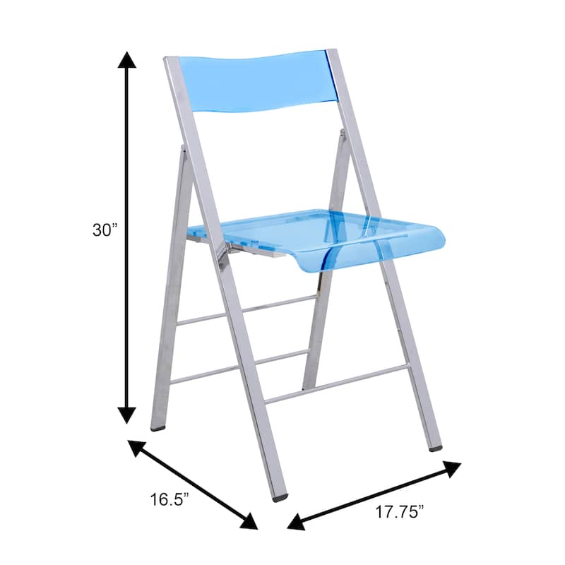 Menno Modern Foldable Acrylic Dining Chair with Gold/Black/Chrome Metal Frame and Transparent Seat for Indoor Outdoor