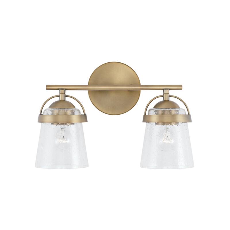 Madison 2-light Bath/ Vanity Fixture w/ Clear Seeded Glass