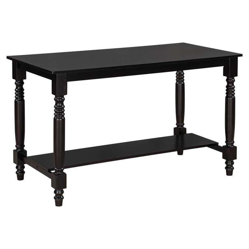 Vintage Dining Table and Chair Sets Farmhouse Kitchen Dining Table Sets with Shelf and Tapered Legs for Dining Room Kitchen