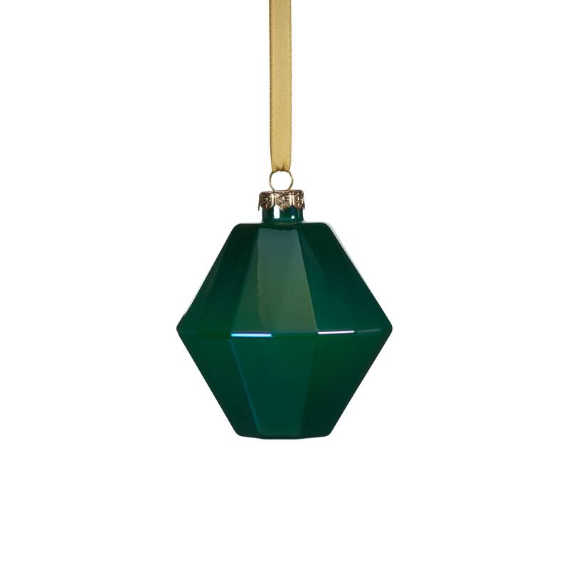 6-Piece Set Green Luster Faceted Glass Hanging Ornaments, Hexagon