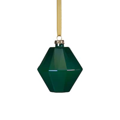 6-Piece Set Green Luster Faceted Glass Hanging Ornaments, Hexagon