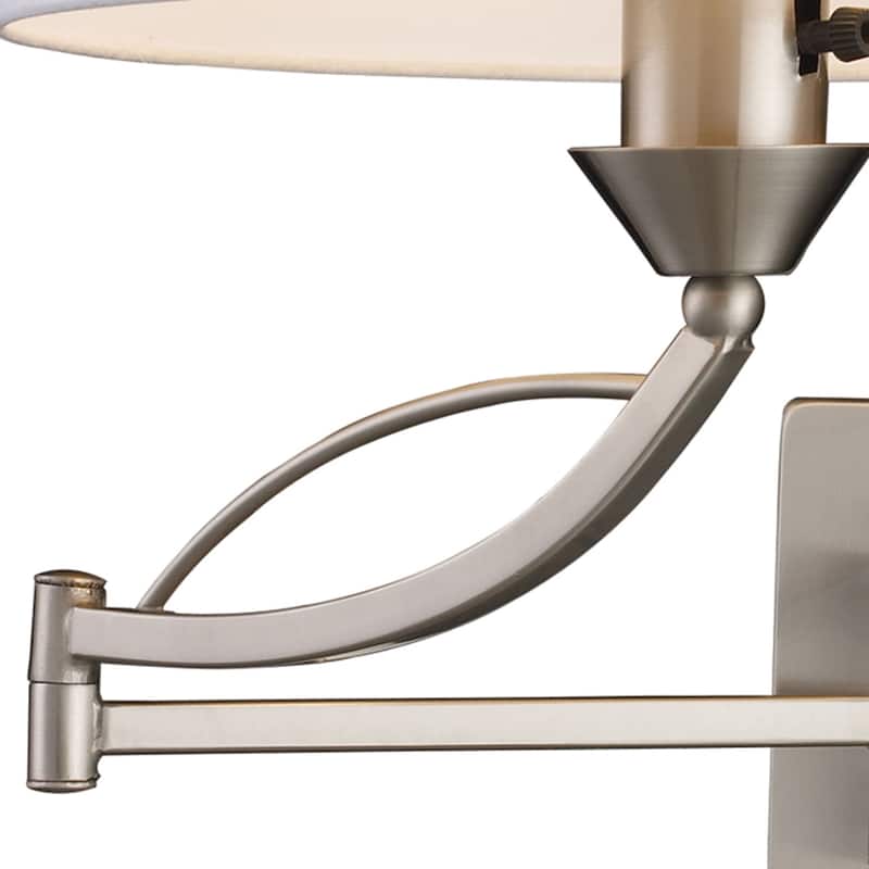 Elk Home Elysburg Satin Nickel With White Fabric Shade 1 Light Sconce