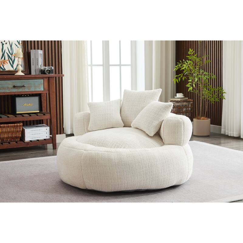 Bean Bag Lazy Sofa with Ultra Soft Chenille Cover,Round Bean Bag,Indoor & Outdoor