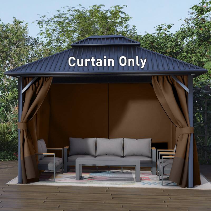 Aoodor Gazebo Curtain Replacement - Patio Privacy Curtains with Double Zipper(Curtain Only)