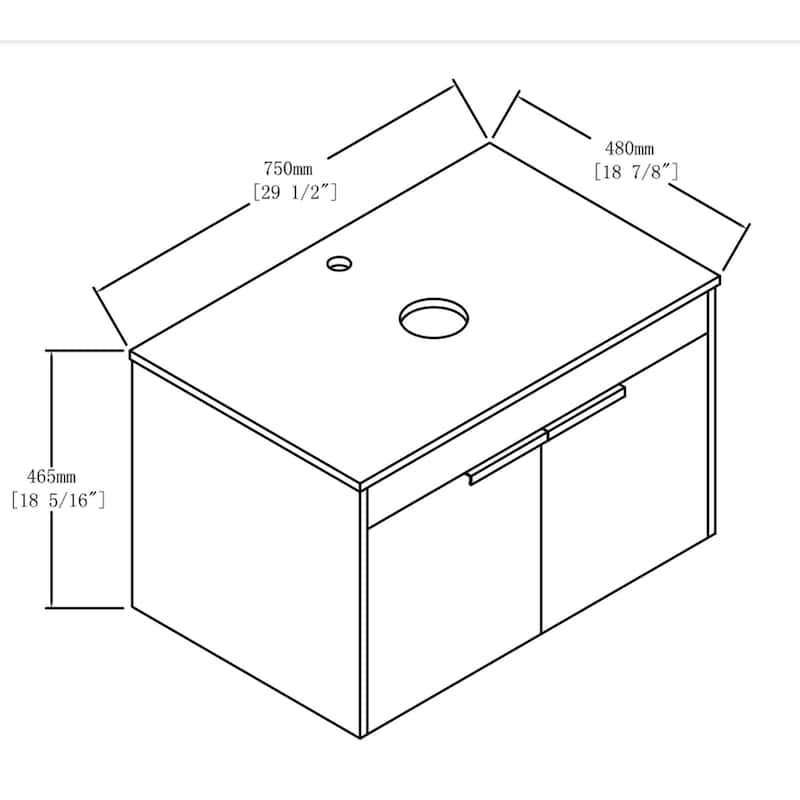 Malwee 24"/30" Floating Bathroom Vanity, Wall Mounted Bathroom Vanity with Ceramic Sink,Soft Close Doors