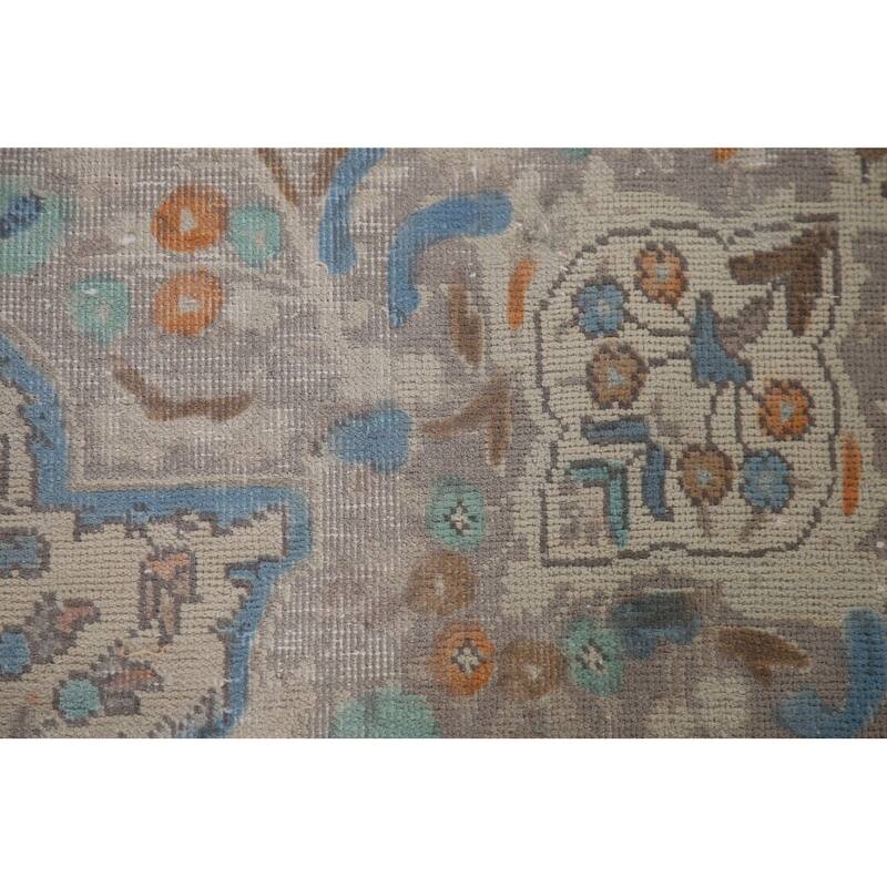 Antique Floral Distressed Tabriz Persian Rug Hand-knotted Wool Carpet - 6'8" x 10'0"