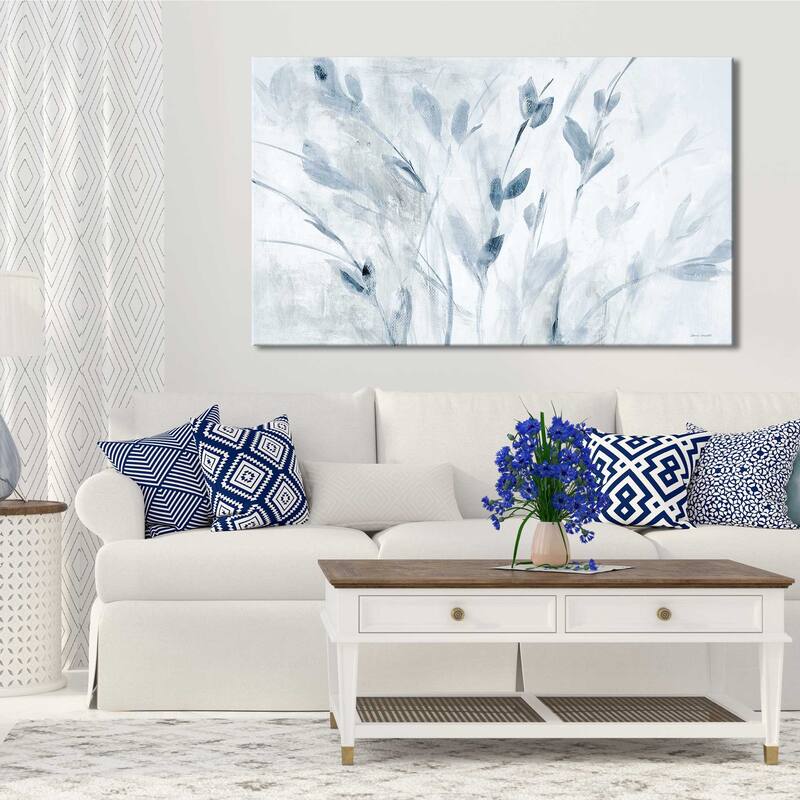 "Blue Misty Leaves" Print on Canvas