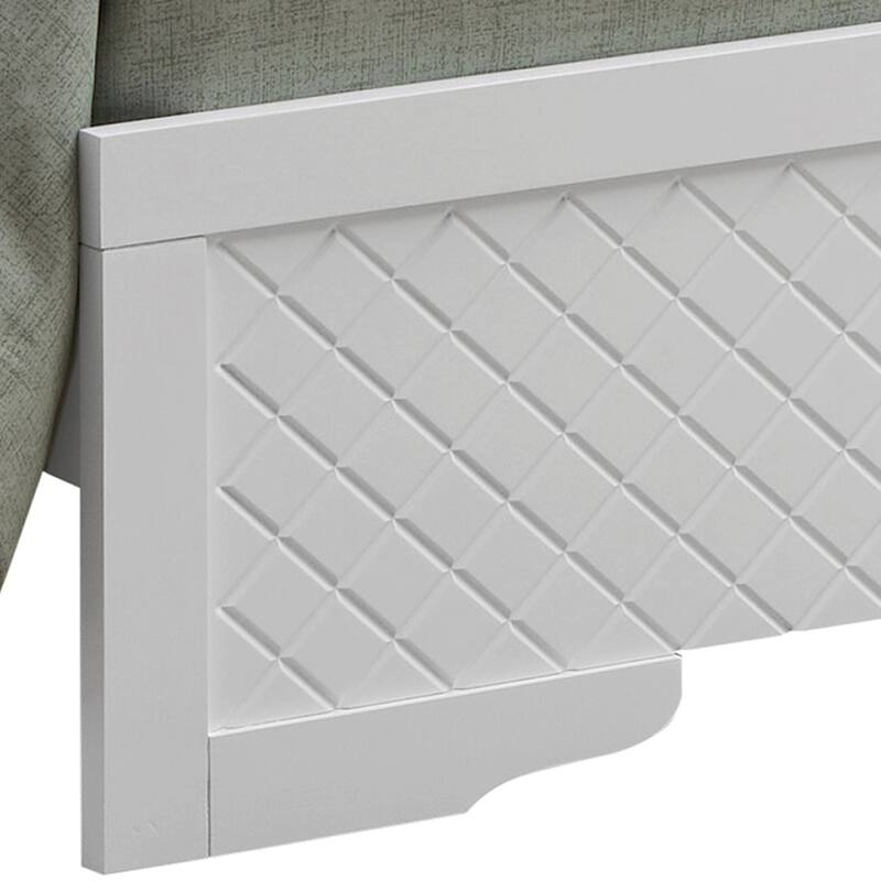 Queen Size Bed with LED Headboard & Jeweled Tufted Leather, Silver Champagne Finish, Wood Veneer Construction