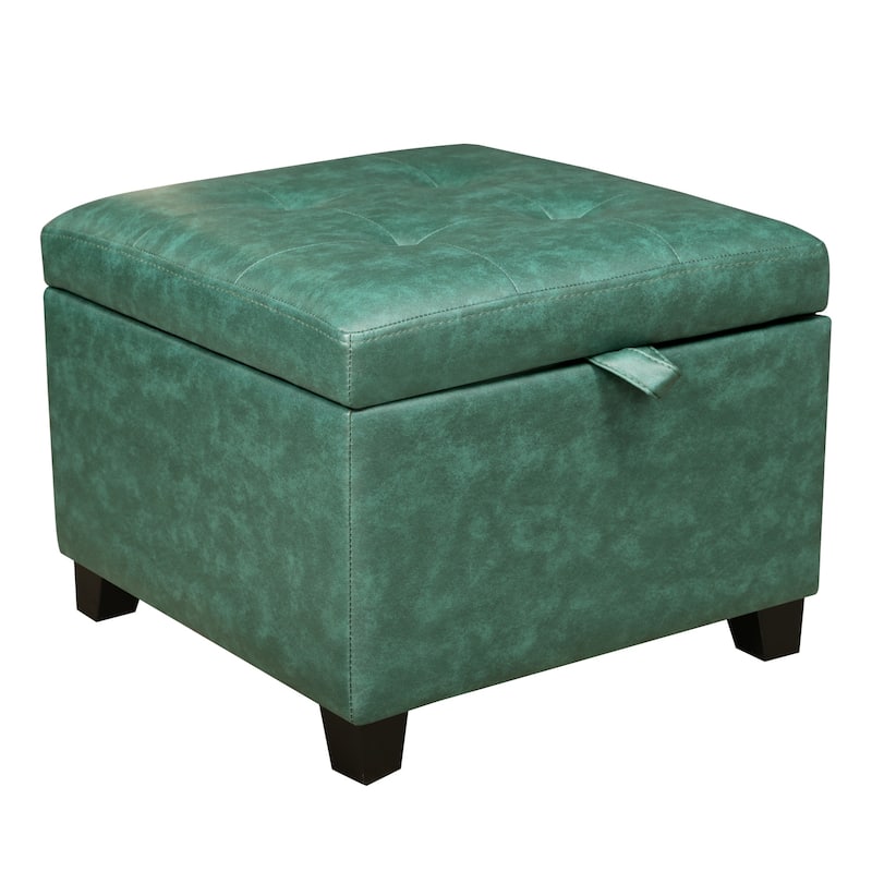Adeco Faux Leather Tufted Flip Top Storage Ottoman