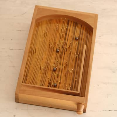 Novica Handmade Home Arcade Mini Wood Pinball Game