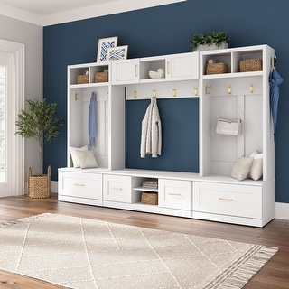 Hampton Style Shoe Rack Hampton Heights Hall Trees and Shoe Benches by Bush Furniture - Bed ...