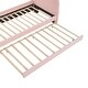 preview thumbnail 7 of 6, Pink+Trundle Chenille Upholstered Twin Platform Bed, Cartoon Ears Headboard, Guardrail